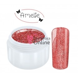 Gel UV Amelie color cu sclipici Mirror Chrome Red 5ml + 1 Cutie cu paiete Holografice Cadou